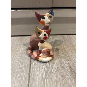 Goebel Cat Figurine Rosina Wachtmeister Sitting Cat 3" Porcelain Mama and Kitty